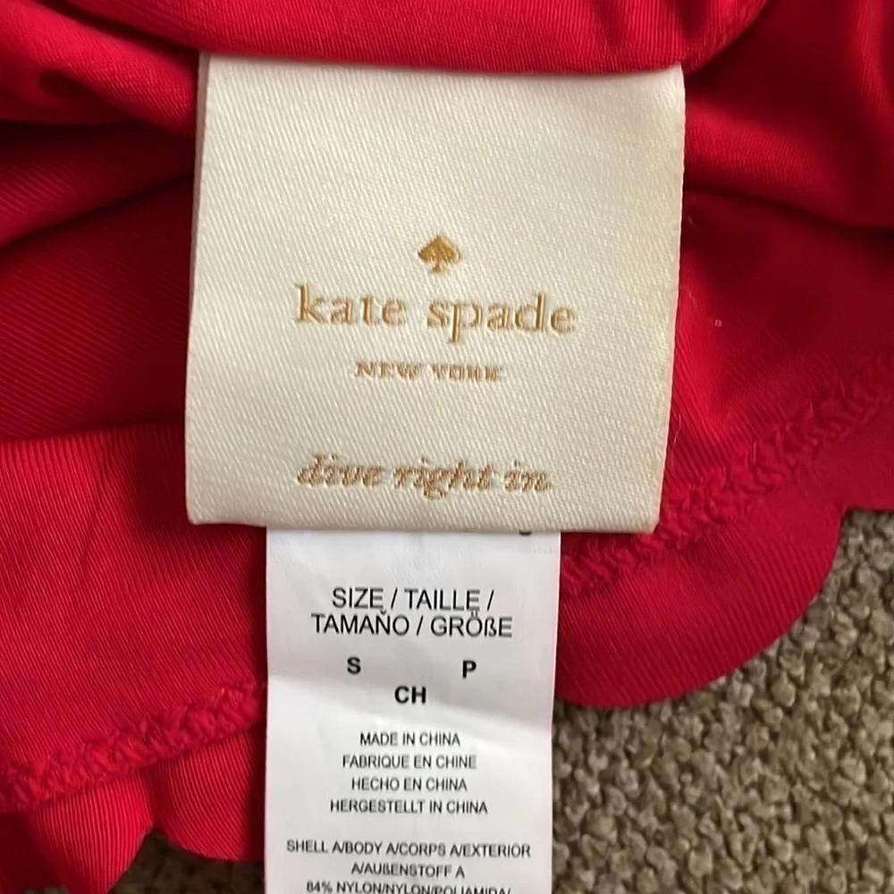 Kate Spade Scalloped High Waist Bikini Bottom Rosa Red Size Small NWT